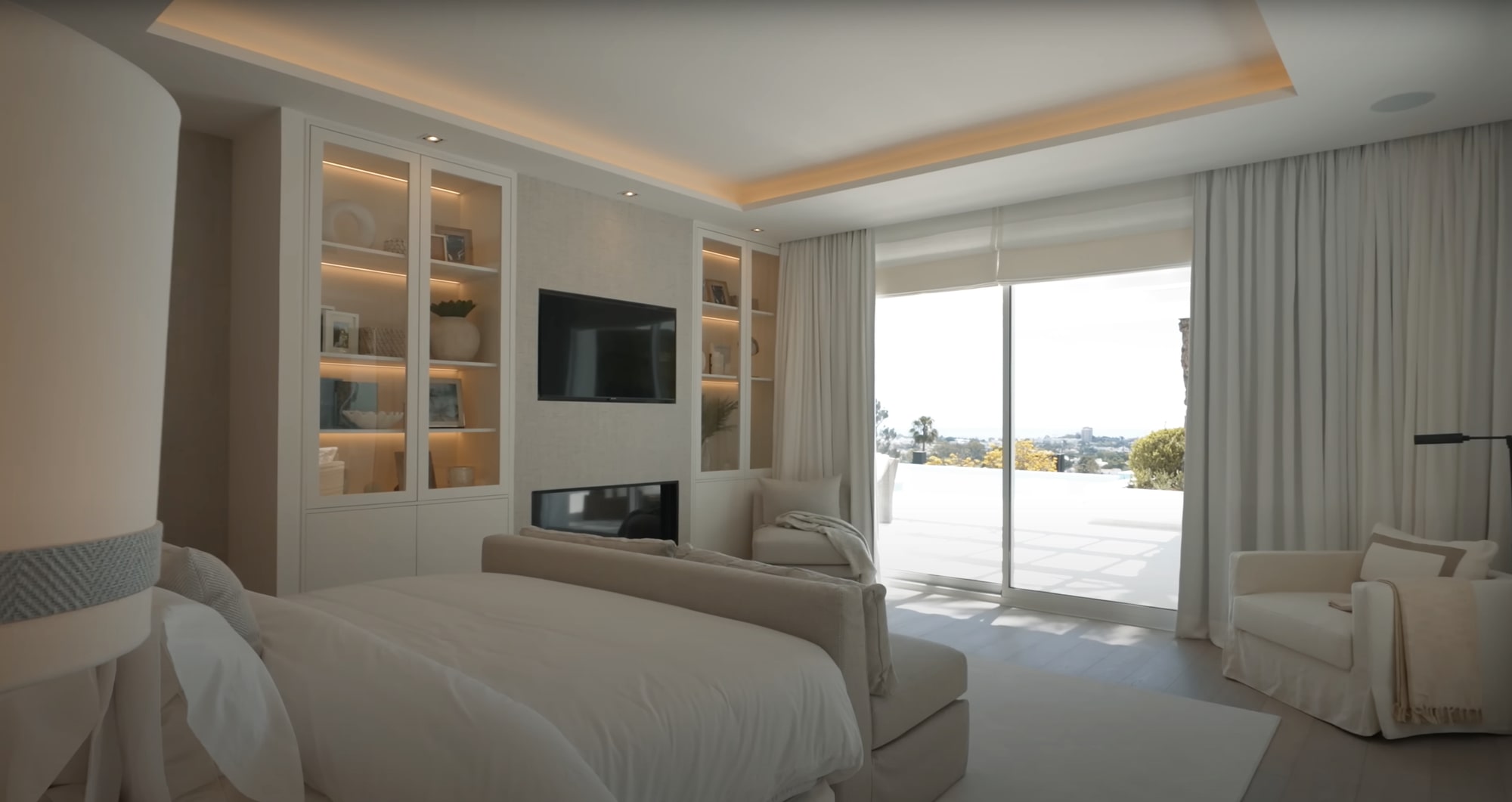 Guest bedroom with clean lines and calming color palette