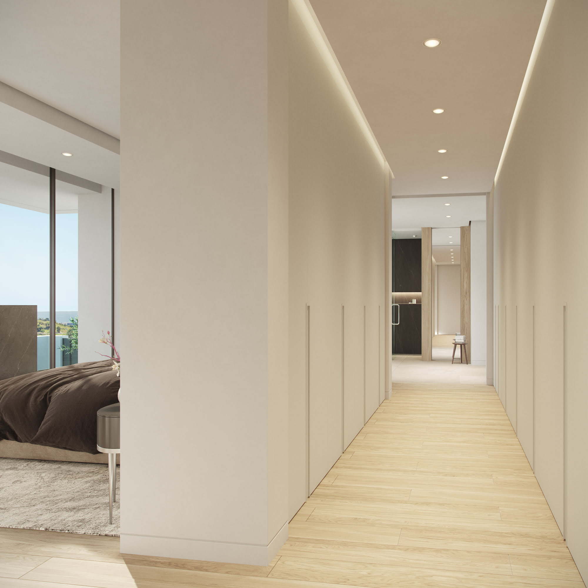 Open-plan kitchen and dining area with clean lines