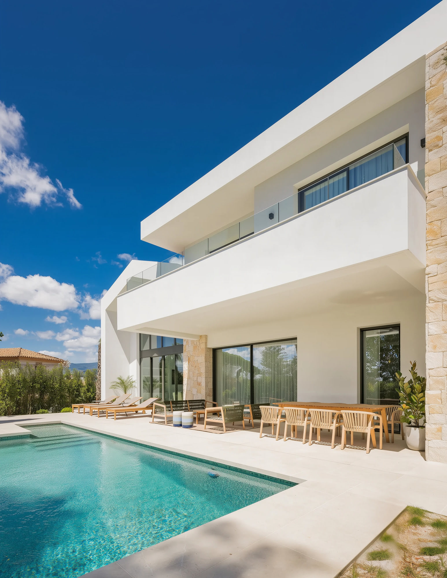 Dormitorio principal con vistas al jardín y diseño cálido y minimalista