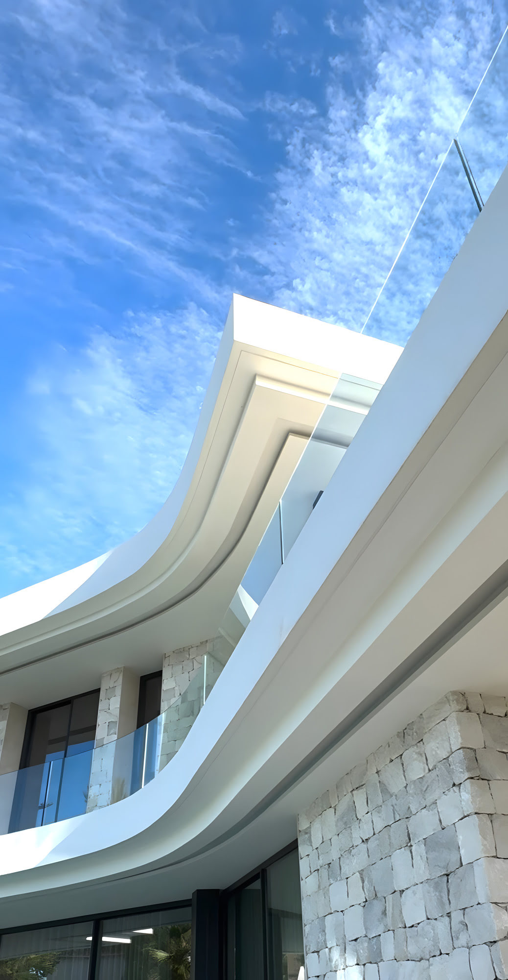 View of interconnected terraces with Mediterranean garden