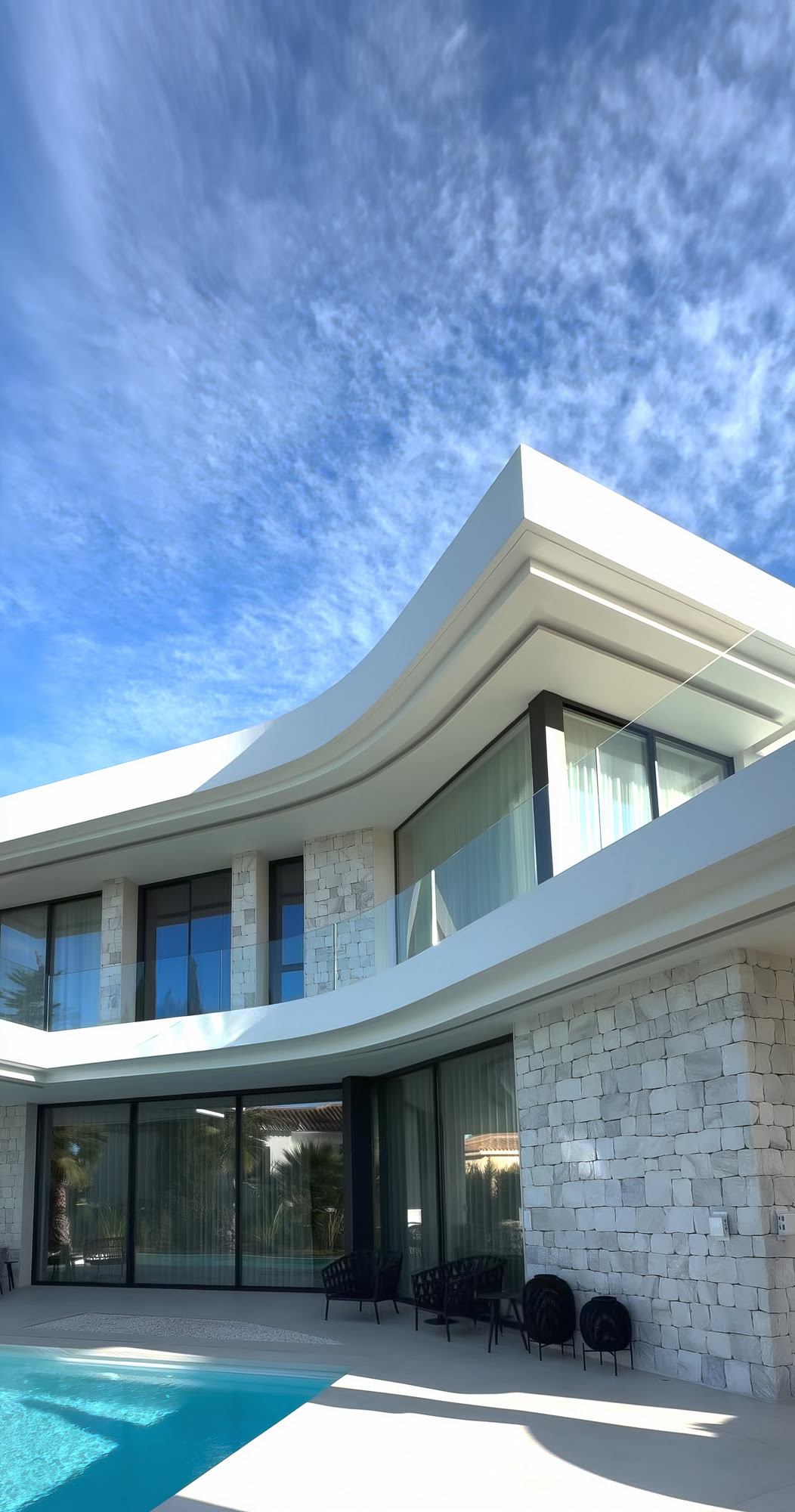 Interior living area with large sliding doors to the terrace
