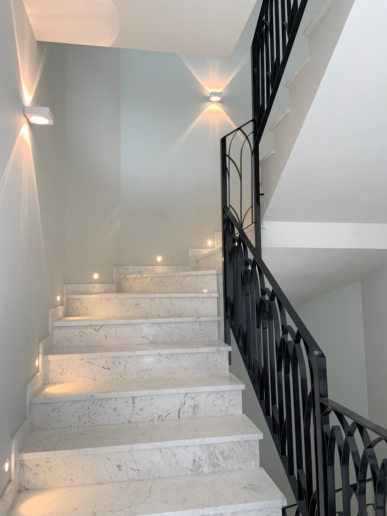 Balcony lighting highlighting architectural detail