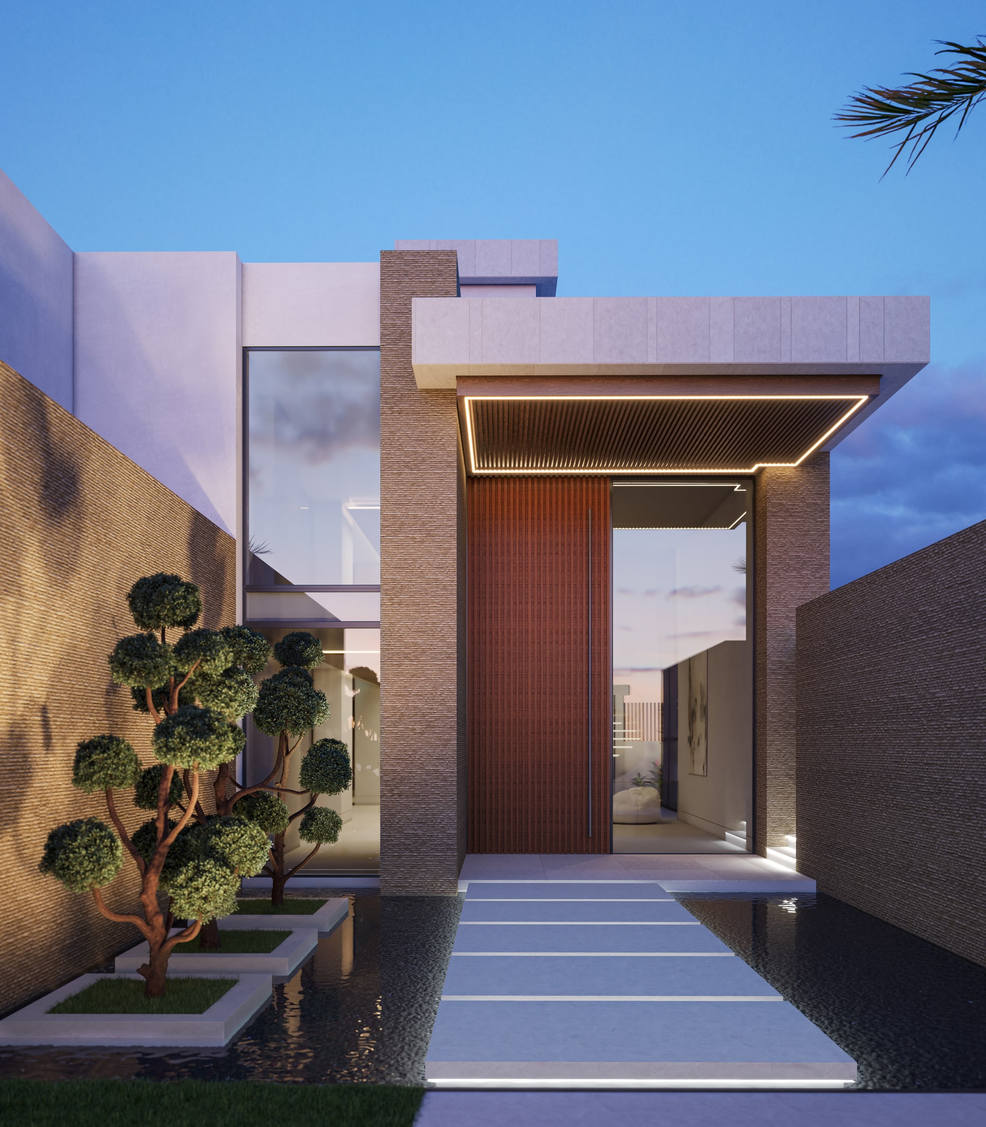 VILLA FX poolside and exterior leisure area with natural stone