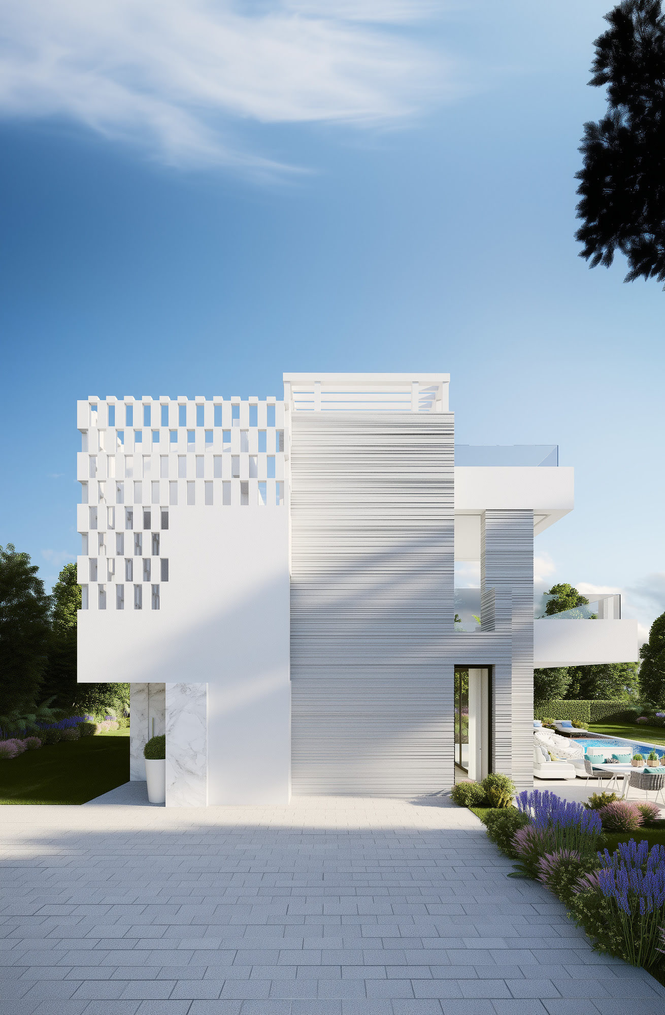 Living room with large sliding glass doors to the garden