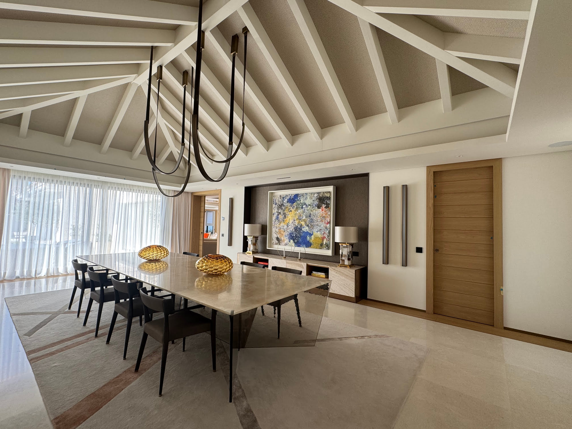 Lush Mediterranean landscaping surrounding villa