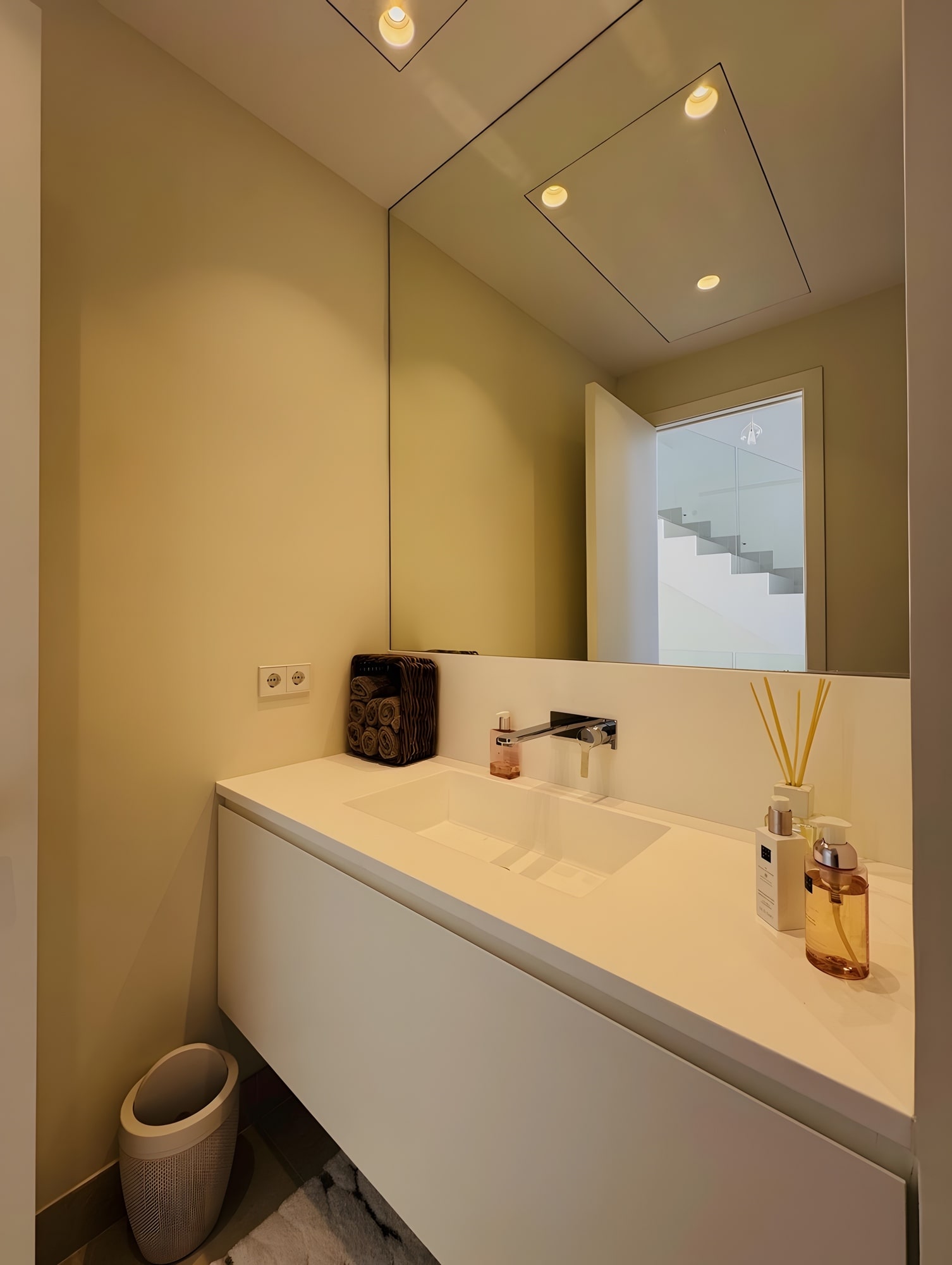 Geometric main elevation of VILLA SALVADOR with layered terraces