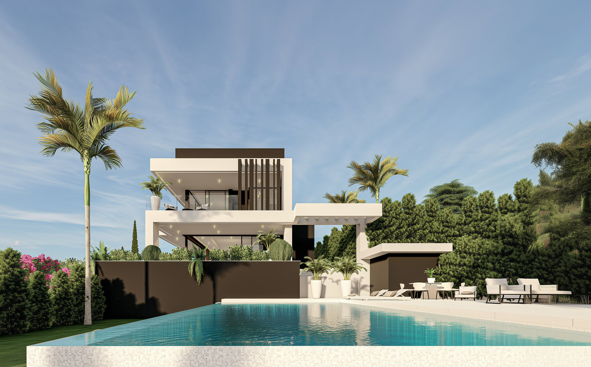 Infinity pool and garden landscape at Villas Gardenias