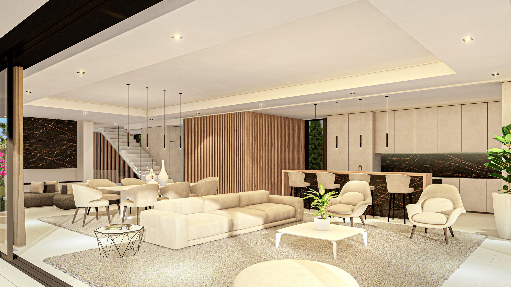 Sunlit terrace with panoramic views over Marbella coast