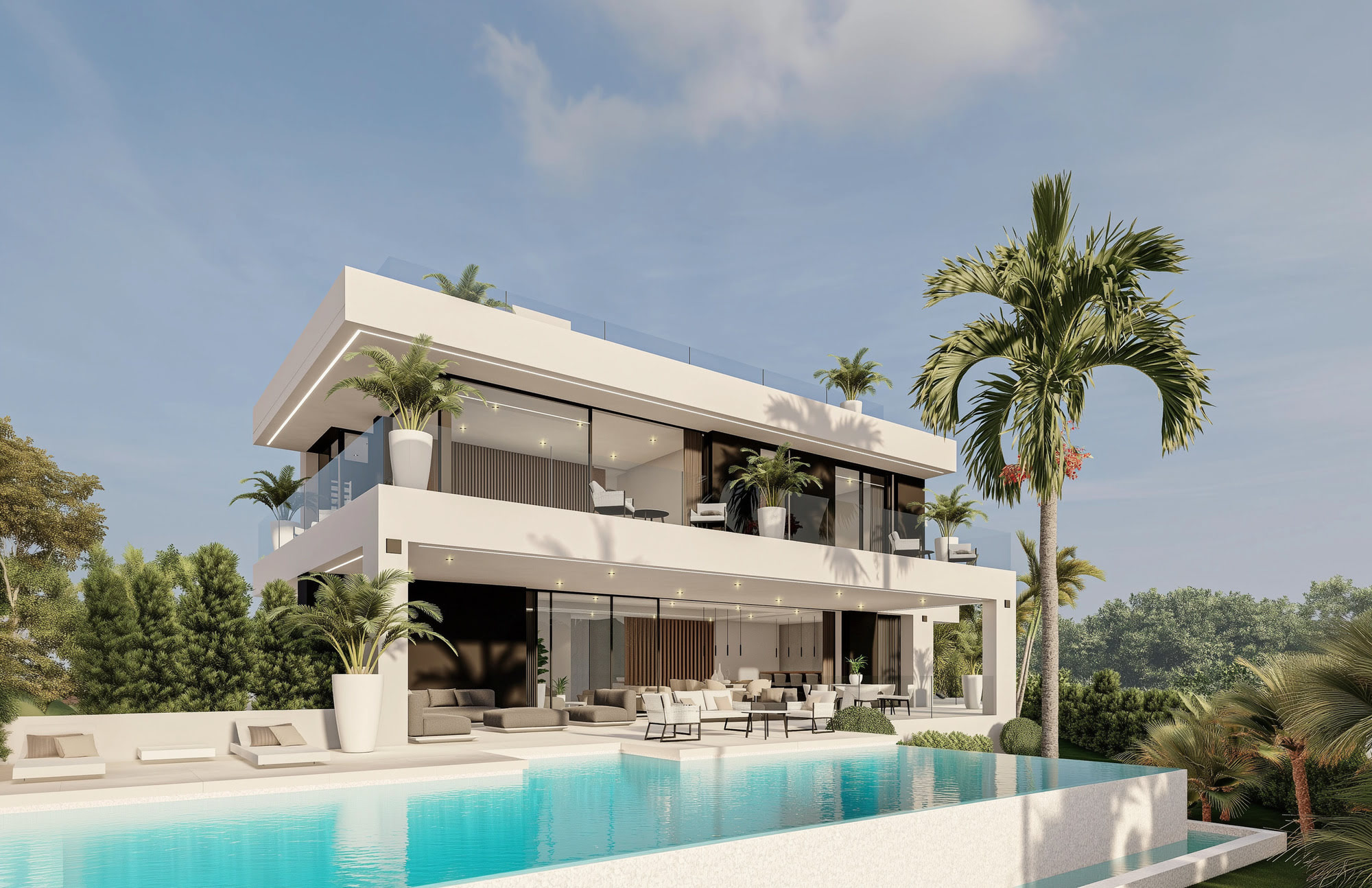 Open-plan lounge area connected to outdoor space