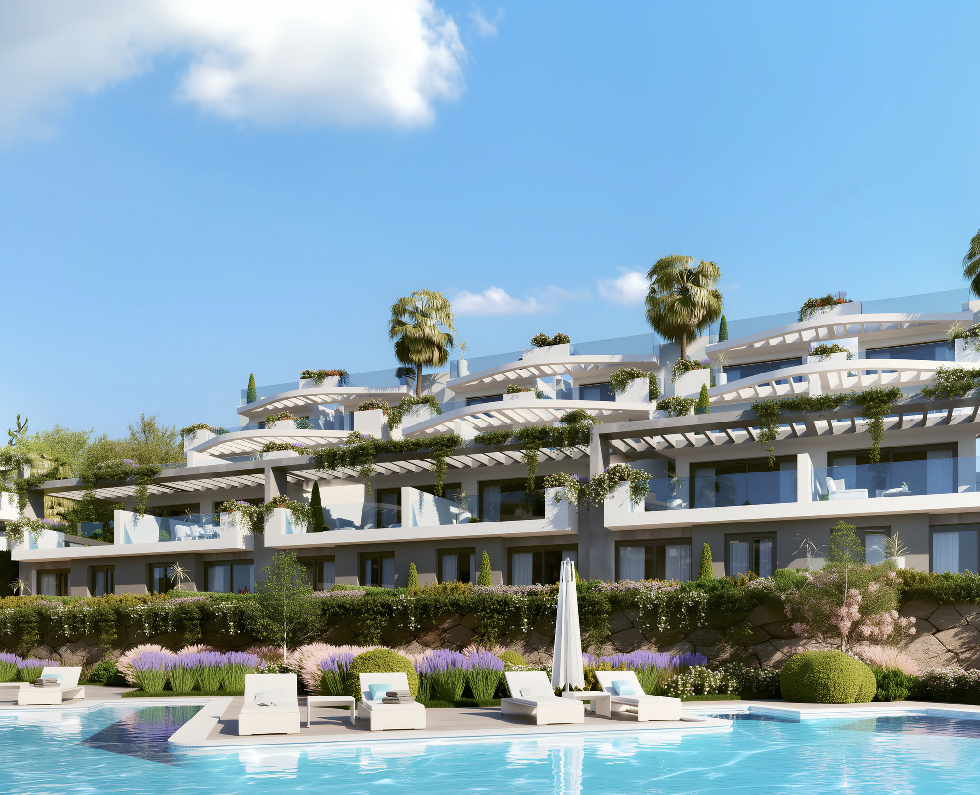 CALASOL – contemporary terraced apartments with pool and gardens