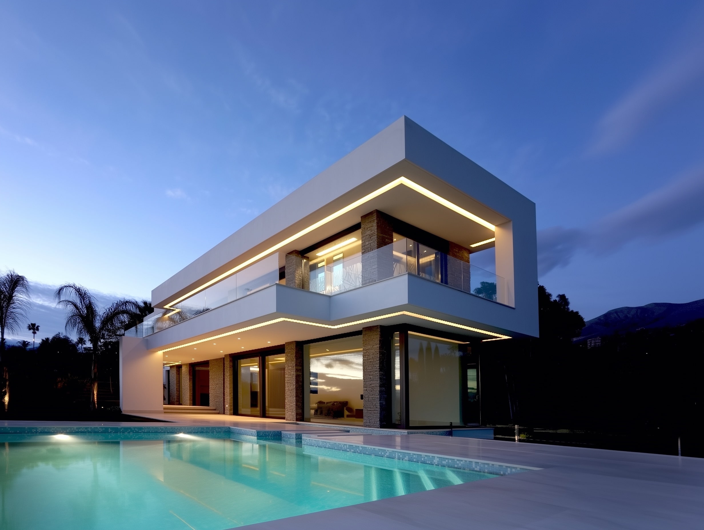 CASALINA – minimalist villa with pure white volumes and large glazed openings